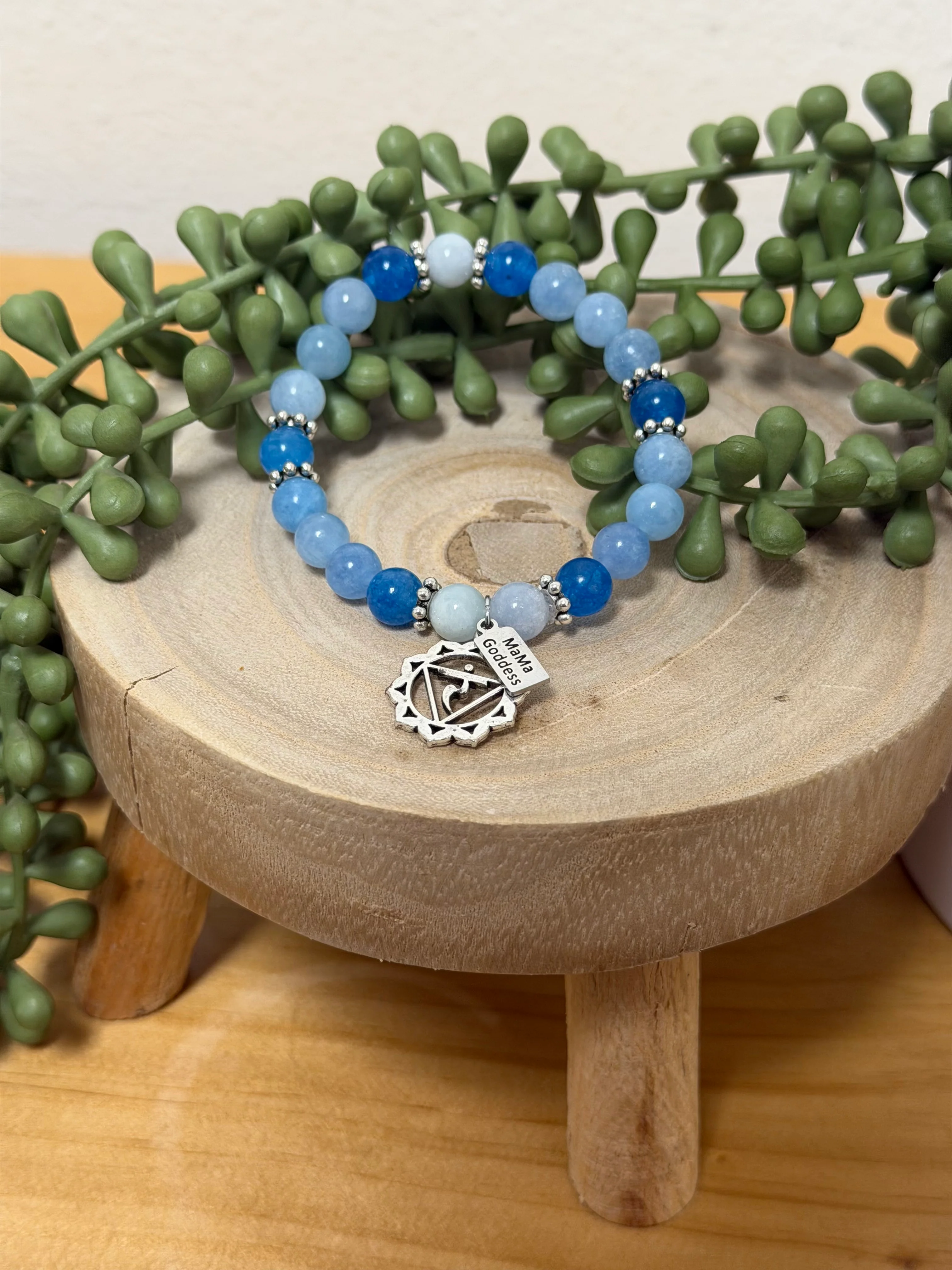 Throat Chakra Real Aquamarine Stone Bracelet